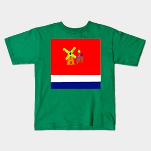 Sporty Netherlands Design on Green Background Kids T-Shirt